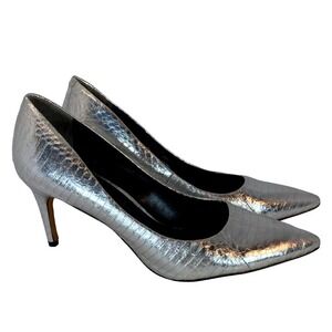Rachel Roy Silver metallic snake embossed pump shoes women‎ size 8